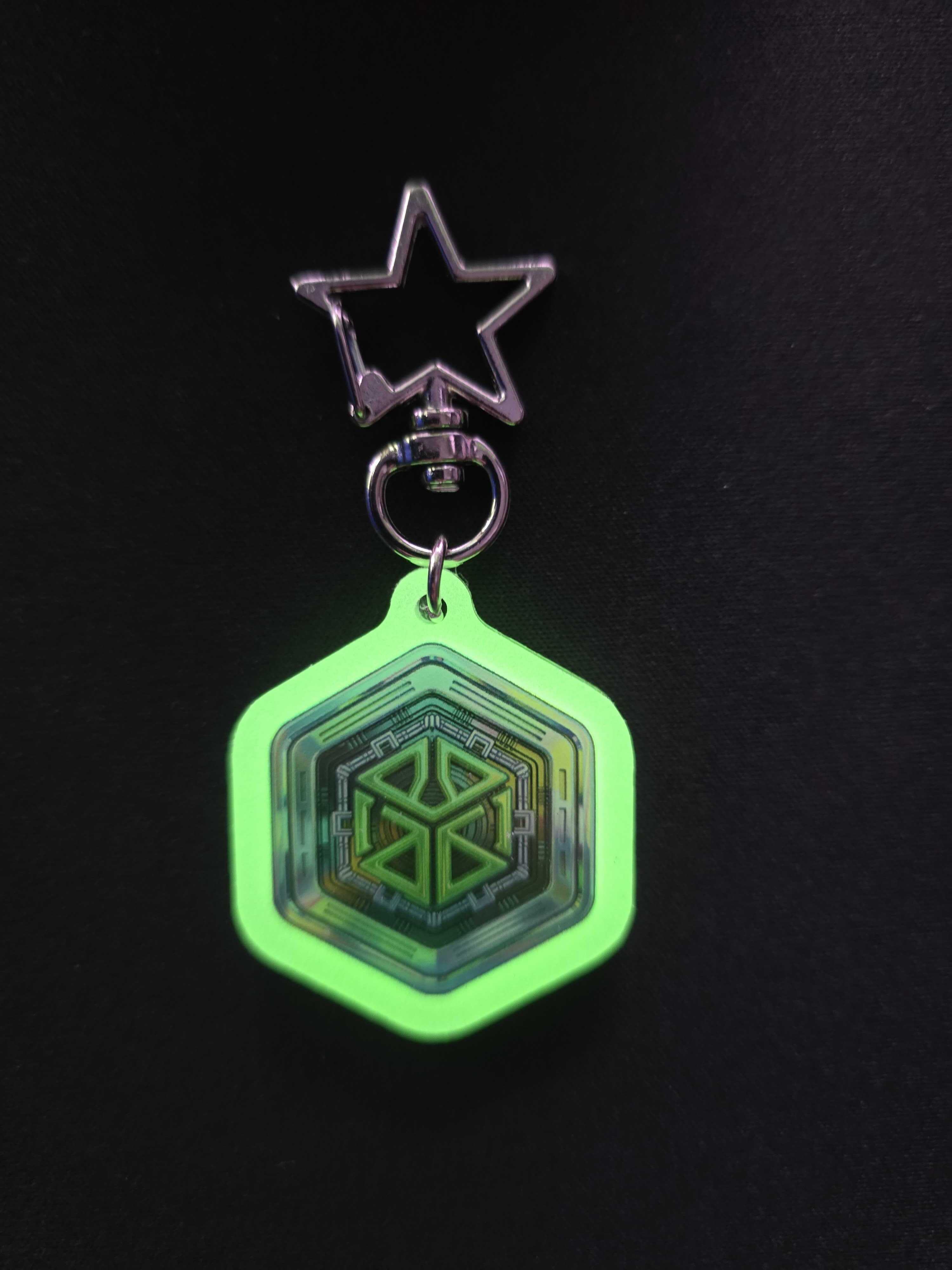 Hex Chip Glow in the Dark Keychain