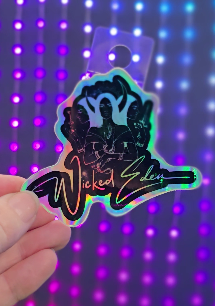 Wicked Eden - Holographic Sticker (Black and Silver)
