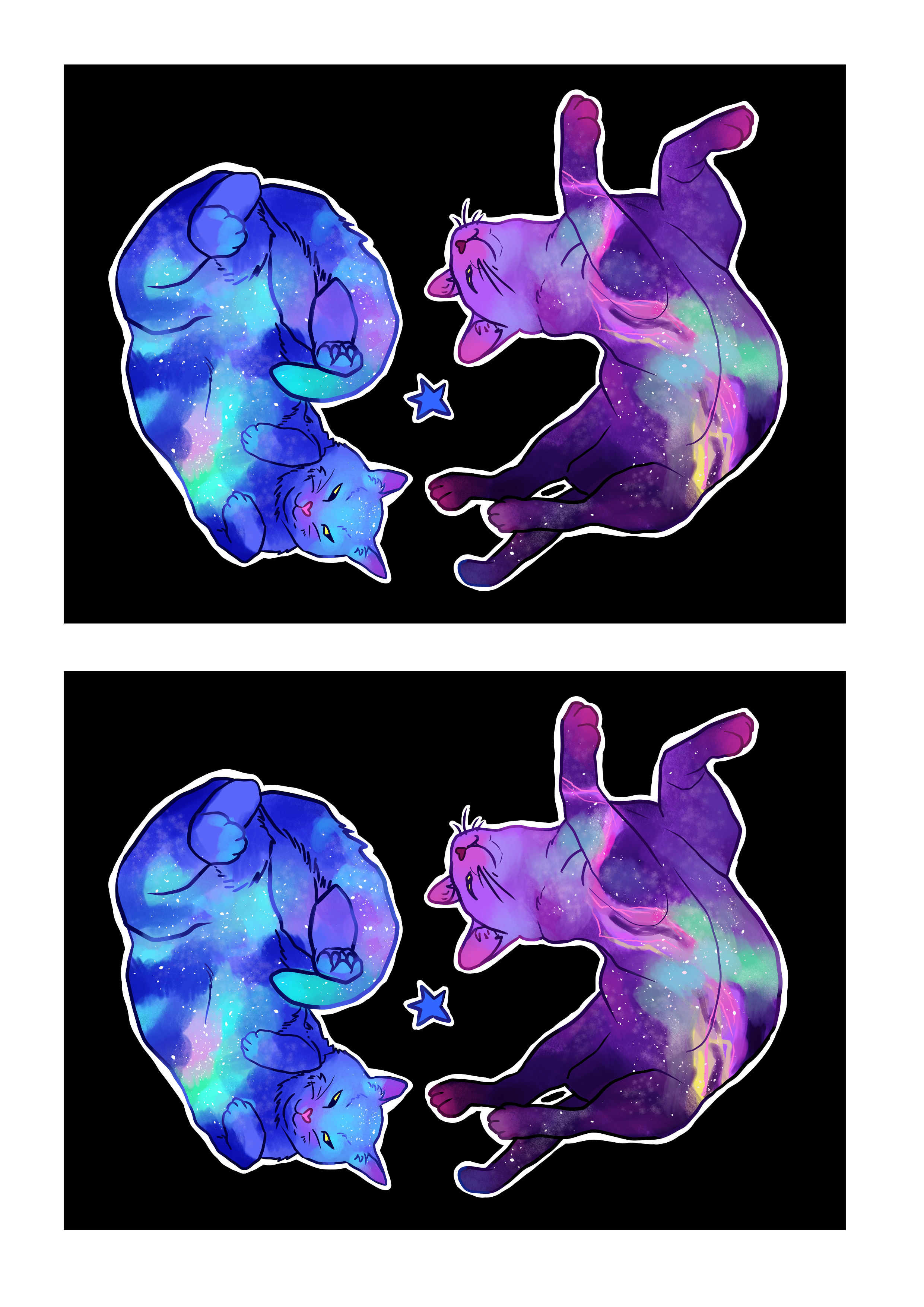 Galaxy Cat Print - Dark