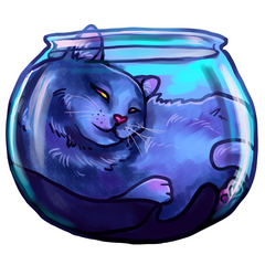 Fishbowl Cat Sticker